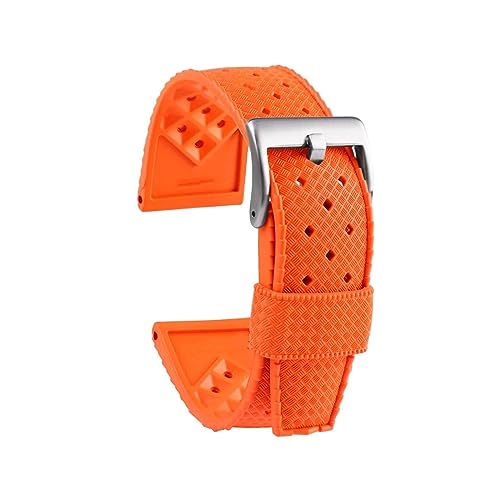 MAMA'S PEARL Gummi-Armband, Passend For Seiko SLA037J1 Nr. 5-Serie, Uhrenarmbänder, Passend For Rolex Water Ghost, Passend For MIDO-Uhrenarmband, Wasserdichtes Silikon, 20–22 Mm (Color : Orange silve von MAMA'S PEARL