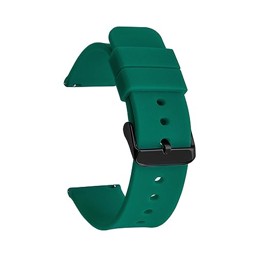MAMA'S PEARL Gummi-Uhrenarmband, wasserdicht, generisches Armband, 14, 16, 18 mm, 20 mm, 22 mm, 24 mm, schwarze Schnalle, passend for Samsung, passend for Huawei Sportuhr (Color : Dark green 02, Siz von MAMA'S PEARL