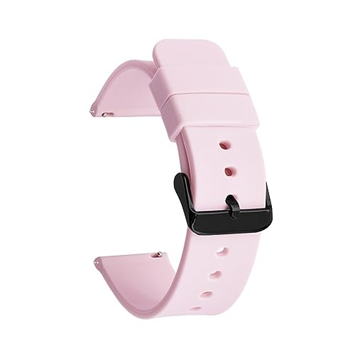 MAMA'S PEARL Gummi-Uhrenarmband, wasserdicht, generisches Armband, 14, 16, 18 mm, 20 mm, 22 mm, 24 mm, schwarze Schnalle, passend for Samsung, passend for Huawei Sportuhr (Color : Pink 02, Size : 18 von MAMA'S PEARL