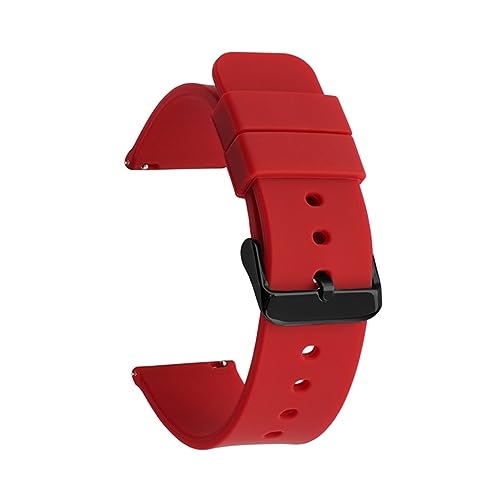 MAMA'S PEARL Gummi-Uhrenarmband, wasserdicht, generisches Armband, 14, 16, 18 mm, 20 mm, 22 mm, 24 mm, schwarze Schnalle, passend for Samsung, passend for Huawei Sportuhr (Color : Red 02, Size : 24m von MAMA'S PEARL