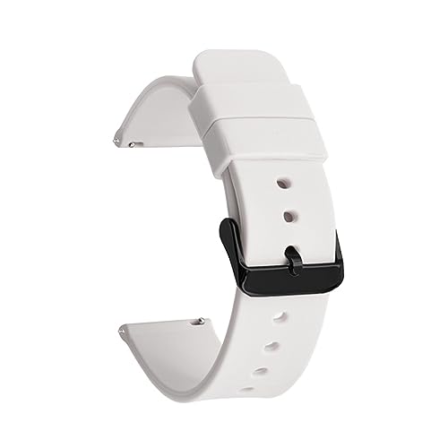 MAMA'S PEARL Gummi-Uhrenarmband, wasserdicht, generisches Armband, 14, 16, 18 mm, 20 mm, 22 mm, 24 mm, schwarze Schnalle, passend for Samsung, passend for Huawei Sportuhr (Color : White 02, Size : 1 von MAMA'S PEARL