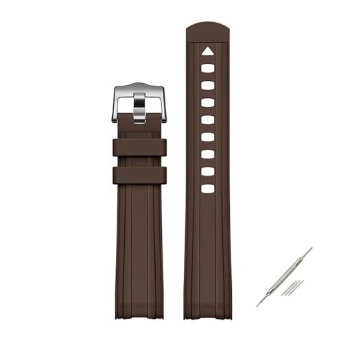 MAMA'S PEARL Kautschukarmband Mit Gebogenem Ende, Passend For Omega(Brown) von MAMA'S PEARL