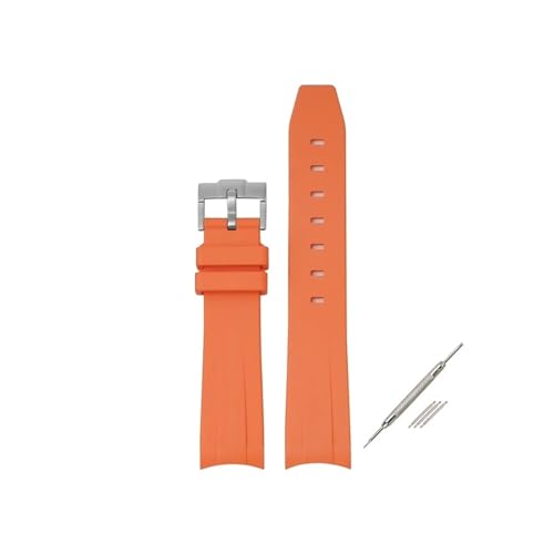 MAMA'S PEARL Kautschukarmband Mit Gebogenem Ende, Passend For Omega(Orange silver) von MAMA'S PEARL