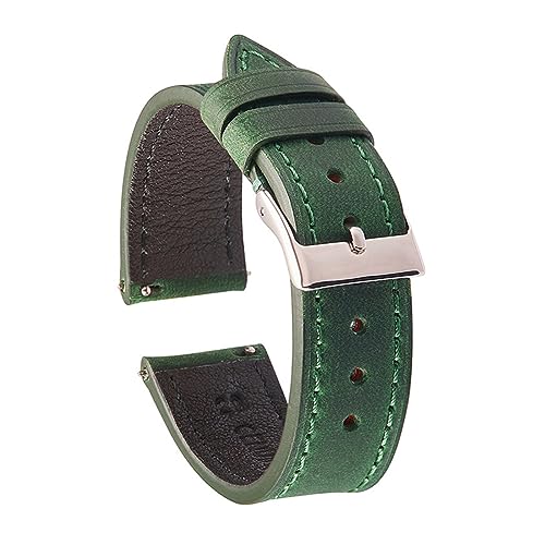 MAMA'S PEARL Leder-Uhrenarmband, Schnellverschluss, 18 mm, 19 mm, 20 mm, 21 mm, 22 mm, Uhrenarmband, intelligentes Uhrenarmband, Zubehör-Armband (Color : Green, Size : 21mm) von MAMA'S PEARL