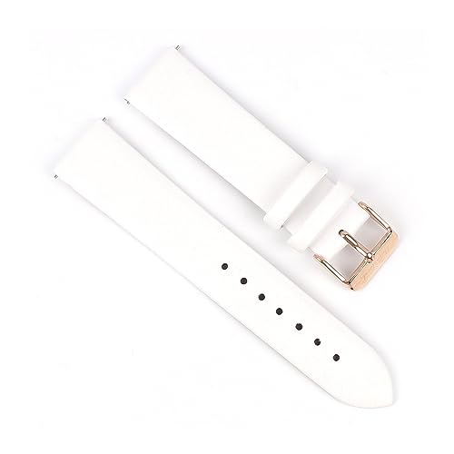 MAMA'S PEARL Leder-Uhrenarmband for Damen, Schnellverschluss-Uhrenarmband, 12 mm, 14 mm, 16 mm, 18 mm, 20 mm, Ersatz-Goldschnalle (Color : White-rose gold, Size : 12mm) von MAMA'S PEARL