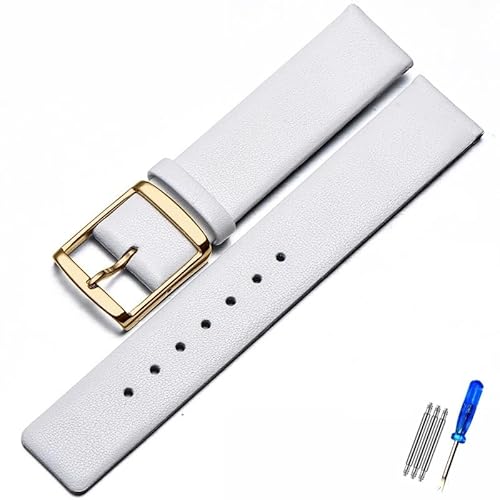 MAMA'S PEARL Lederarmband Passend For CK K2G211K2G231K2Y211K2Y231 Armband Mit Kettenschnalle For Herren Und Damen, 16 Mm, 18 Mm, 20 Mm, 22 Mm Armband(White Black,18mm) von MAMA'S PEARL