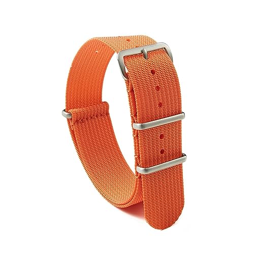 MAMA'S PEARL Nylon-Armband, 18 mm, 20 mm, 22 mm, hochdichtes, integriertes, gewebtes Nylon, einfarbig, Uhrenarmband, Uhrenzubehör (Color : Orange, Size : 22mm) von MAMA'S PEARL