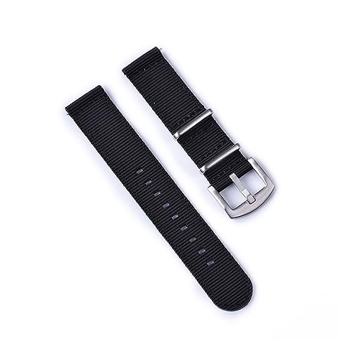 MAMA'S PEARL Nylon-Uhrenarmband, 18 mm, 20 mm, 22 mm, Armband, Schnellverschluss, for Uhren jeder Marke (Color : Black, Size : 18mm) von MAMA'S PEARL