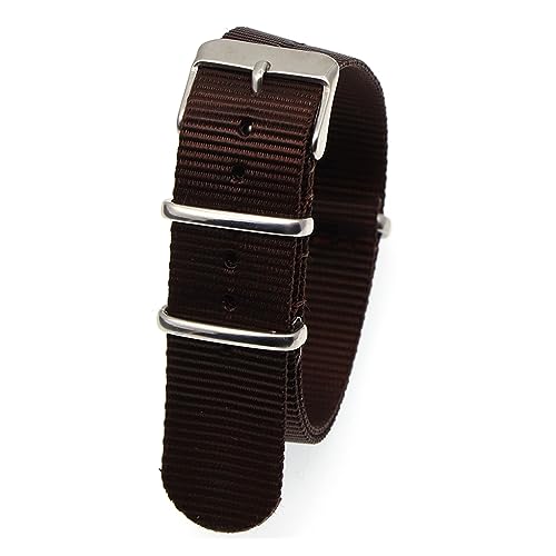 MAMA'S PEARL Nylonarmband, 18 mm, 20 mm, 22 mm, gestreift, Ersatz-Uhrenzubehör, schwarzes Band, braunes Uhrenarmband (Color : Brown, Size : 18mm) von MAMA'S PEARL