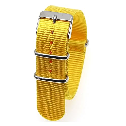 MAMA'S PEARL Nylonarmband, 18 mm, 20 mm, 22 mm, gestreift, Ersatz-Uhrenzubehör, schwarzes Band, braunes Uhrenarmband (Color : Yellow, Size : 22mm) von MAMA'S PEARL