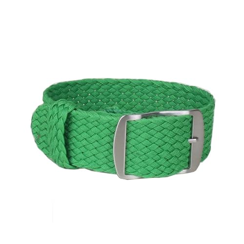 MAMA'S PEARL Nylonband, Gewebtes Armband, Passend For Perlon-Band, Ersatz-Uhrenarmband, Schwarze Silberne Schnalle, 16 Mm, 18 Mm, 20 Mm, 22 Mm (Color : Grass green, Size : 18mm) von MAMA'S PEARL