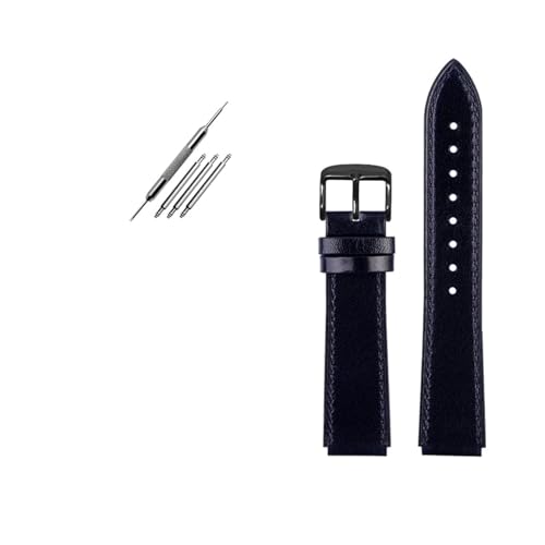 MAMA'S PEARL Passend for Casio Vintage-Lederarmband A158 A159 A169 AE-1200 AE1200 AE1300 SGW-300/400 AQ-150W Rindsleder-Armband Retro-Armband 18 mm(Blue-black) von MAMA'S PEARL