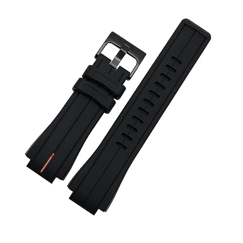 MAMA'S PEARL Silikon Armband Fit For Timex T2N720 T2N721 TW2T76300 Männer Sport Wasserdichte Gummi Handgelenk Armband Band Uhr Zubehör 16mm (Color : Black orange B, Size : 16mm) von MAMA'S PEARL