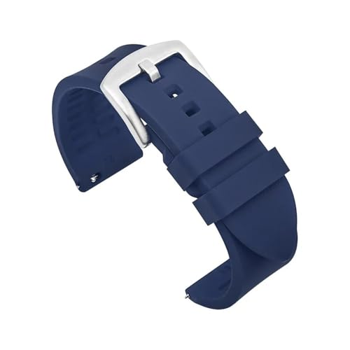 MAMA'S PEARL Silikon-Uhrenarmband 20 Mm 22 Mm 24 Mm Herren-Sport-wasserdichtes Armband For Rolex For Seiko-Uhren-Ersatzarmband(Blue-silver buckle,22mm) von MAMA'S PEARL