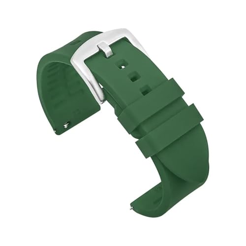 MAMA'S PEARL Silikon-Uhrenarmband 20 Mm 22 Mm 24 Mm Herren-Sport-wasserdichtes Armband For Rolex For Seiko-Uhren-Ersatzarmband(Green-silver buckle,22mm) von MAMA'S PEARL
