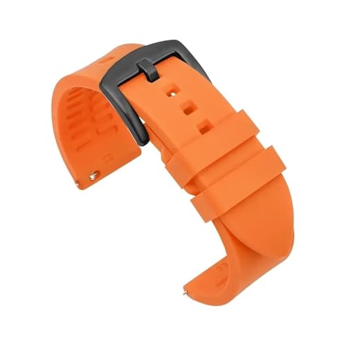MAMA'S PEARL Silikon-Uhrenarmband 20 Mm 22 Mm 24 Mm Herren-Sport-wasserdichtes Armband For Rolex For Seiko-Uhren-Ersatzarmband(Orange-black buckle,20mm) von MAMA'S PEARL