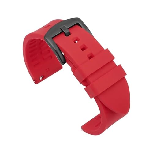 MAMA'S PEARL Silikon-Uhrenarmband 20 Mm 22 Mm 24 Mm Herren-Sport-wasserdichtes Armband For Rolex For Seiko-Uhren-Ersatzarmband(Red-black buckle,20mm) von MAMA'S PEARL