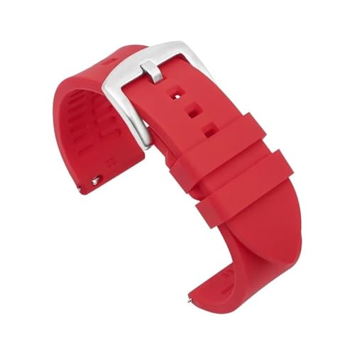 MAMA'S PEARL Silikon-Uhrenarmband 20 Mm 22 Mm 24 Mm Herren-Sport-wasserdichtes Armband For Rolex For Seiko-Uhren-Ersatzarmband(Red-silver buckle,22mm) von MAMA'S PEARL
