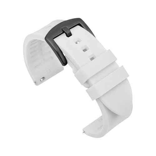 MAMA'S PEARL Silikon-Uhrenarmband 20 Mm 22 Mm 24 Mm Herren-Sport-wasserdichtes Armband For Rolex For Seiko-Uhren-Ersatzarmband(White-black buckle,24mm) von MAMA'S PEARL