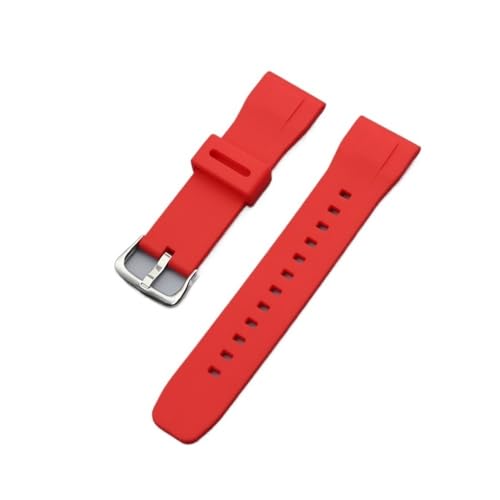 MAMA'S PEARL Silikon-Uhrenarmband Passend For PROTREK-Serie PRG-650/650Y PRG-600 PRW-6600 GA-2000 Herren Outdoor Sport Wasserdichtes Armband 24 Mm(Red silver buckle) von MAMA'S PEARL