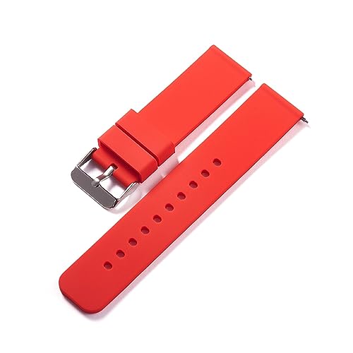 MAMA'S PEARL Silikonarmband, Schnellverschluss-Uhrenarmband, 18 mm, 20 mm, 22 mm, 24 mm, wasserdichtes, weiches Gummi-Smartwatch-Band, Handgelenk-Armband, Gürtel (Color : Red-silver, Size : 24mm) von MAMA'S PEARL