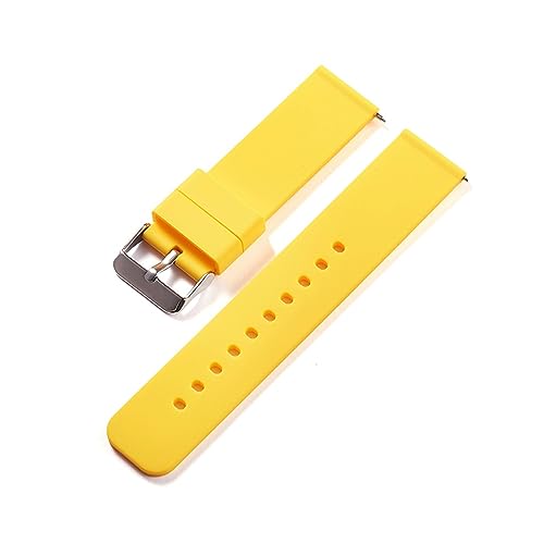 MAMA'S PEARL Silikonarmband, Schnellverschluss-Uhrenarmband, 18 mm, 20 mm, 22 mm, 24 mm, wasserdichtes, weiches Gummi-Smartwatch-Band, Handgelenk-Armband, Gürtel (Color : Yellow-silver, Size : 18mm von MAMA'S PEARL