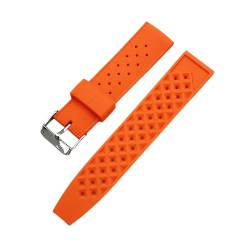 MAMA'S PEARL Tropical Rubber Strap Soft Sport Silikon Armband Herren Wasserdicht Tauchen Ersatzarmband Passend for Seiko Water Ghost 20mm 22mm (Color : Orange, Size : 20mm) von MAMA'S PEARL