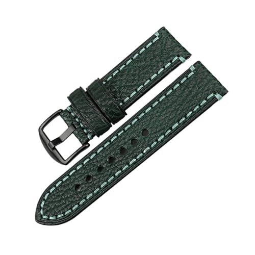 MAMA'S PEARL Uhrenarmband passend for PANERAI Lederarmband Grün 20 22 24 26 mm Uhrenzubehör Armband (Color : Green B, Size : 24mm) von MAMA'S PEARL