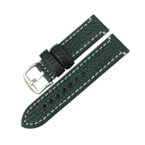 MAMA'S PEARL Uhrenarmband passend for PANERAI Lederarmband Grün 20 22 24 26 mm Uhrenzubehör Armband (Color : Green S, Size : 22mm) von MAMA'S PEARL