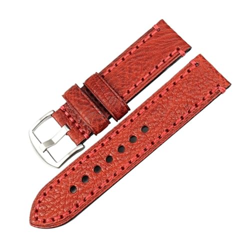 MAMA'S PEARL Uhrenarmband passend for PANERAI Lederarmband Grün 20 22 24 26 mm Uhrenzubehör Armband (Color : Red S, Size : 22mm) von MAMA'S PEARL