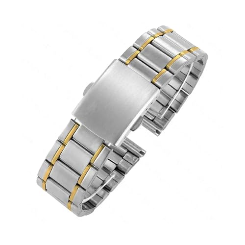 MAMA'S PEARL Universelles Armband Aus Stahl Mit Flachem Ende, Passend For Seiko, Edelstahl-Armband, Passend For Rolex, Herren- Und Damenarmband, Zubehör(Silver gold,12mm) von MAMA'S PEARL