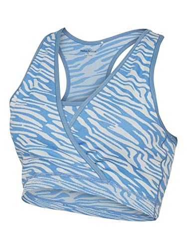 MAMA.LICIOUS Damen Mlnava Tess Active Bra 2f A. Sport BH, Azure Blue/Aop:whitecap Gray Zebra, L-XL EU von MAMA.LICIOUS