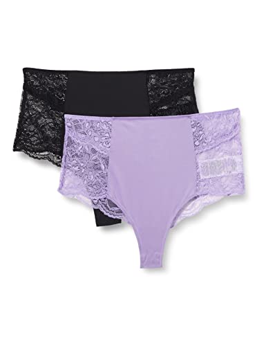 MAMA.LICIOUS Damen Mlsenia Hw Lace Briefs 2-p A. Unterhose, Black/Pack:violet Tulip, L EU von MAMA.LICIOUS