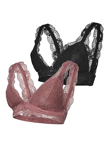 MAMA.LICIOUS Women's MLSENIA LACE Bra 2F 2-P A. Stillbh, Black/Pack:Deco Rose, S von MAMA.LICIOUS