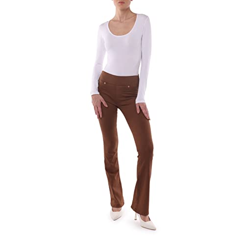 MAMAJEANS Amalfi - Bootcut Jeans Woman, Bequemer Gürtel mit Gummizug, Ohne Knopf. Hohe Taille, erweiterte ideale kurvige Tatze - Made in Italy (L - 40, Schokolade) von MAMAJEANS