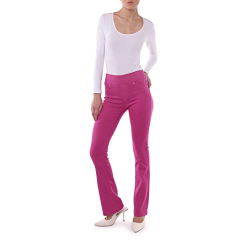 MAMAJEANS Amalfi - Bootcut Jeans Woman, Bequemer Gürtel mit Gummizug, Ohne Knopf. Hohe Taille, erweiterte ideale kurvige Tatze - Made in Italy (S - 36, Lila Rose) von MAMAJEANS