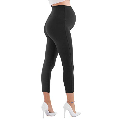 MAMAJEANS Barcelona Damen Umstandsleggings 3/4, aus Sommer elastische Baumwolle - Made in Italy (42 - XL, Schwarz) von MAMAJEANS