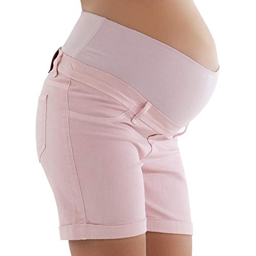 MAMAJEANS Cagliari - Short Premaman Sommer Baumwolle Elastisch Bermuda Sommer Schwangerschaft - Made in Italy (DE 38 - M, Rose) von MAMAJEANS