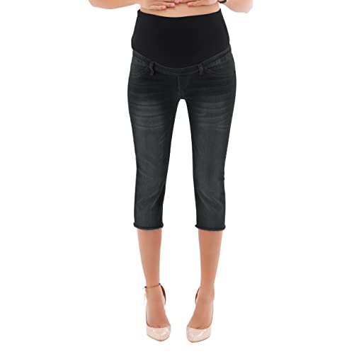 MAMAJEANS Capri - Sommer-Umstandsjeans in, Schwangere Hosen für Frühling und Sommer, Stretch und sehr bequemem Stoff - Made in Italy (36 - S, Schwarz) von MAMAJEANS