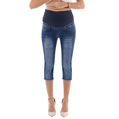 MAMAJEANS Capri - Sommer-Umstandsjeans in, Schwangere Hosen für Frühling und Sommer, Stretch und sehr bequemem Stoff - Made in Italy (34 - XS, Medium) von MAMAJEANS