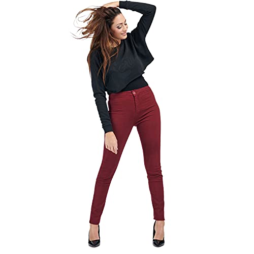 MAMAJEANS Jeans Damen High Waist Stretch, Skinny Hose, Baumwolle Jeggings - Made in Italy (40 - L, Bordeaux) von MAMAJEANS