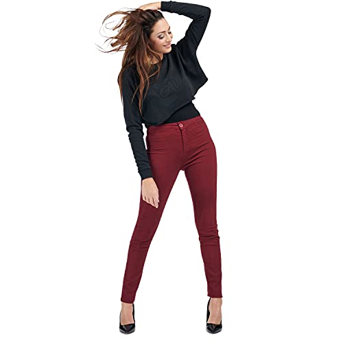 MAMAJEANS Jeans Damen High Waist Stretch, Skinny Hose, Baumwolle Jeggings - Made in Italy (42 - XL, Bordeaux) von MAMAJEANS