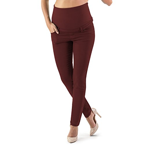 MAMAJEANS Milano - Umstandsjeans Damen Skinny Fit Jeggings, Mit Band Für die gesamte Schwangerschaft - Made in Italy (XS - 34, Bordeaux) von MAMAJEANS