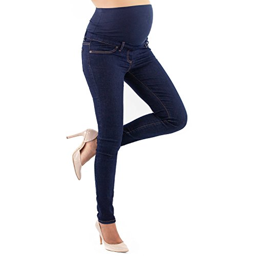 MAMAJEANS Milano - Umstandsjeans Damen Skinny Fit Jeggings, Mit Band Für die gesamte Schwangerschaft (S - 36, Denim) von MAMAJEANS