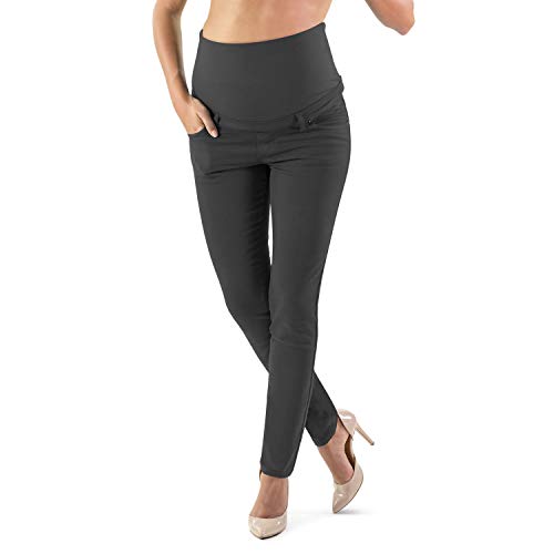 MAMAJEANS Milano - Umstandsjeans Damen Skinny Fit Jeggings, Mit Band Für die gesamte Schwangerschaft - Made in Italy (M - 38, Anthrazit) von MAMAJEANS