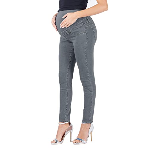 MAMAJEANS Milano - Umstandsjeans Damen Skinny Fit Jeggings, Mit Band Für die gesamte Schwangerschaft - Made in Italy (L - 40, Dunkelgrau) von MAMAJEANS