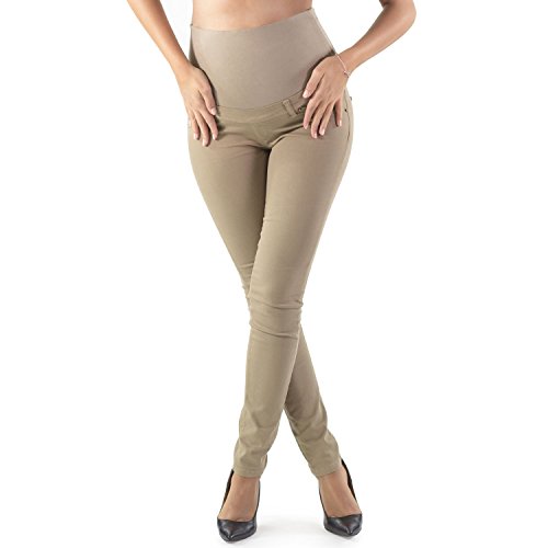 MAMAJEANS Milano - Umstandsjeans Damen Skinny Fit Jeggings, Mit Band Für die gesamte Schwangerschaft - Made in Italy (M - 38, Beige) von MAMAJEANS