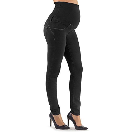 MAMAJEANS Siracusa - Push-Up Maternity Jeans, Schwarze Röhrenjeans - Made in Italy (DE 38 - M, Schwarz) von MAMAJEANS