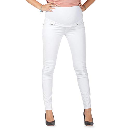 MAMAJEANS Umstandsjeans Damen Skinny Fit Jeggings, Mit Band Für die gesamte Schwangerschaft - Made in Italy (M - 38, Weiß) von MAMAJEANS