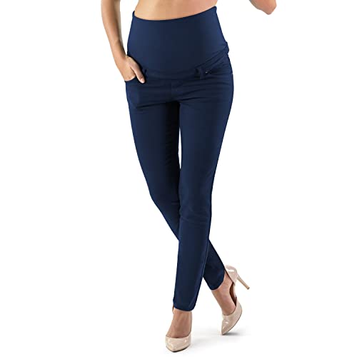 MAMAJEANS Venezia - Schwangerschaftshose aus Superelastischer Baumwolle, Skinny Fit, Enger Beinschnitt, Stilvolle Umstandsmode mit Jersey-Bauchband - Made in Italy (L - 40, Nachtblau) von MAMAJEANS